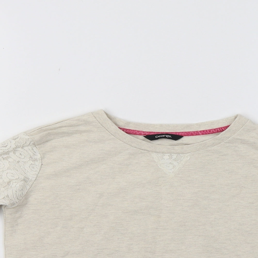 George Girls Beige   Pullover Sweatshirt Size 6-7 Years  - Lace Detail