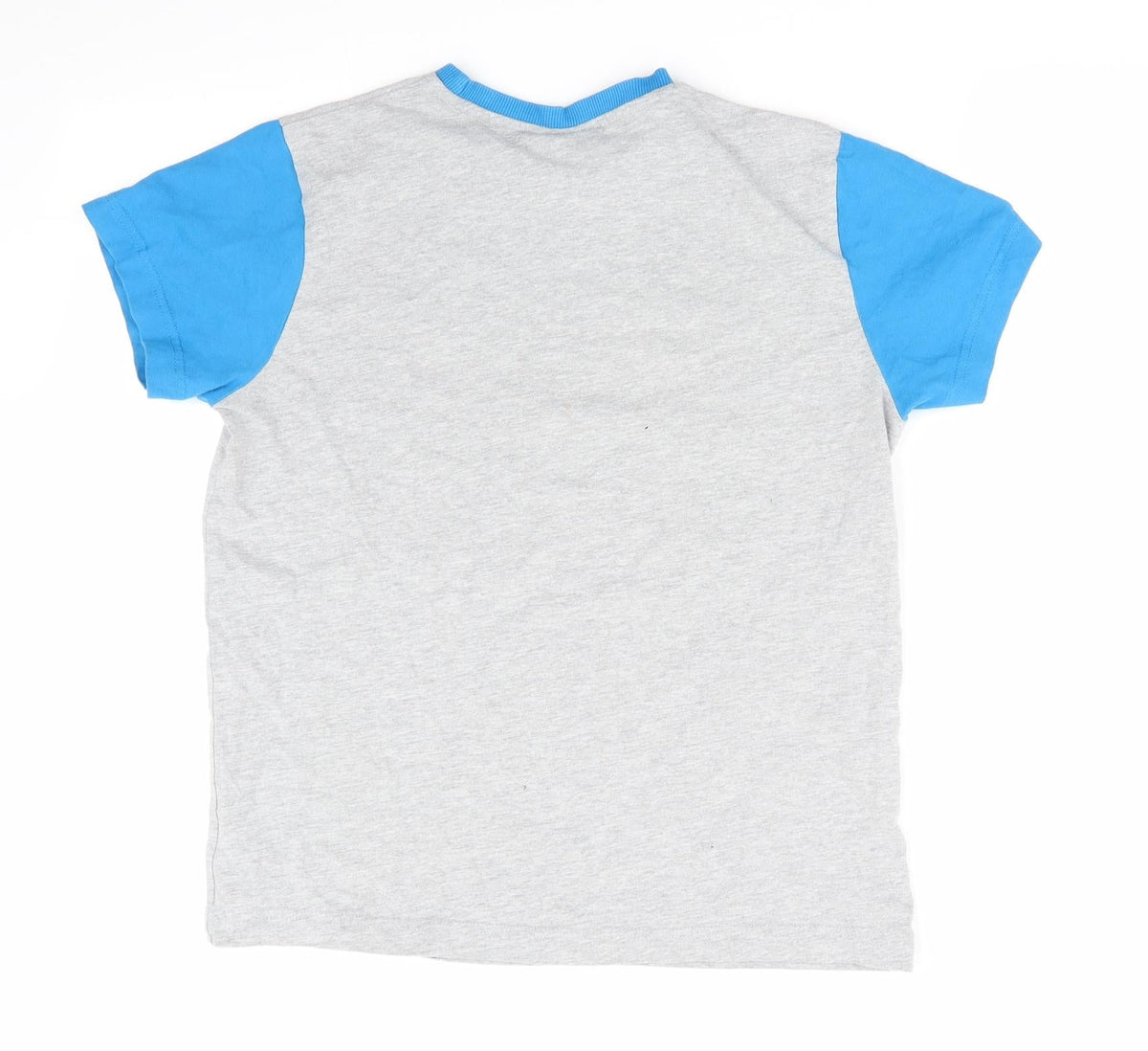 Back view of Fortnite boys’ grey basic t-shirt, size L, - boogie time