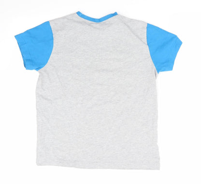 Back view of Fortnite boys’ grey basic t-shirt, size L, - boogie time
