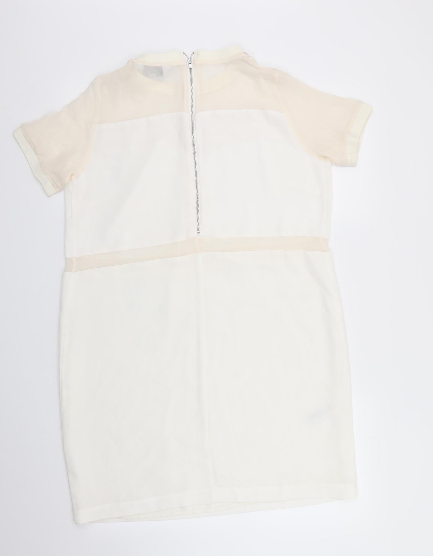 Premium Nex Womens Ivory Colourblock  Shift  Size 14  - Back zip Sheer Sections to dress