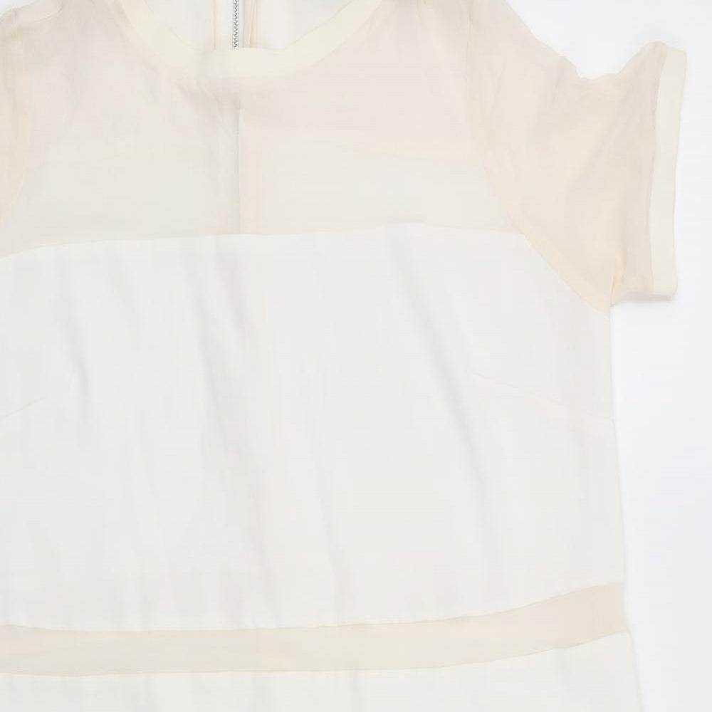 Premium Nex Womens Ivory Colourblock  Shift  Size 14  - Back zip Sheer Sections to dress
