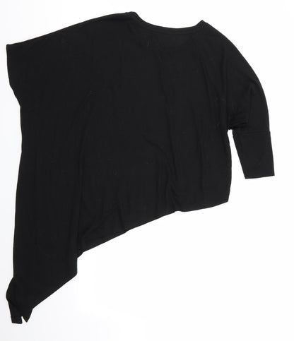 Berksha Womens Black   Pullover Jumper Size 6  - Diagonally Cut Hem 1 x short 1 x 3/4 sleeve