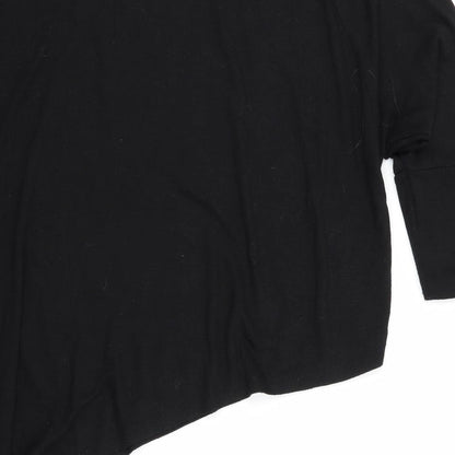 Berksha Womens Black   Pullover Jumper Size 6  - Diagonally Cut Hem 1 x short 1 x 3/4 sleeve