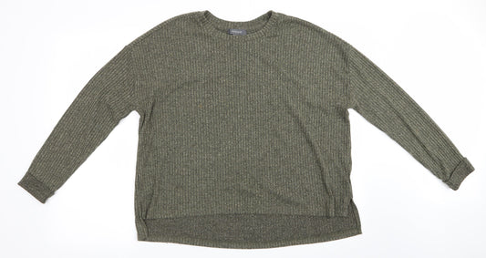 Primark Womens Green Striped  Pullover Jumper Size L  - Soft Feel Vertical Stripe
