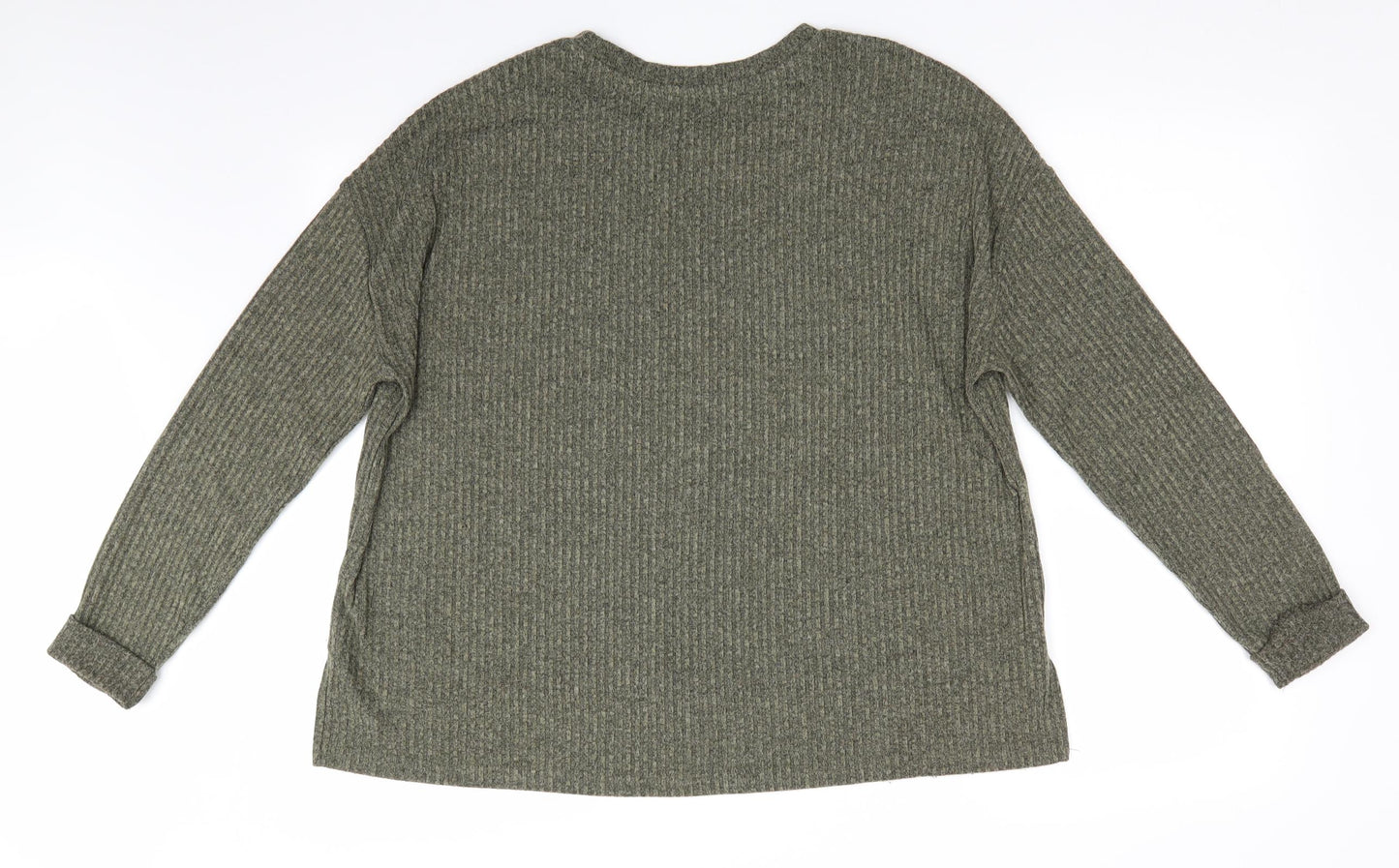 Primark Womens Green Striped  Pullover Jumper Size L  - Soft Feel Vertical Stripe