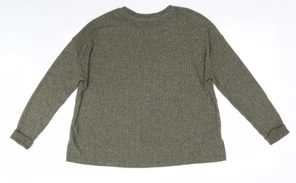 Primark Womens Green Striped  Pullover Jumper Size L  - Soft Feel Vertical Stripe