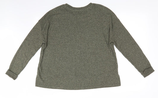 Primark Womens Green Striped  Pullover Jumper Size L  - Soft Feel Vertical Stripe