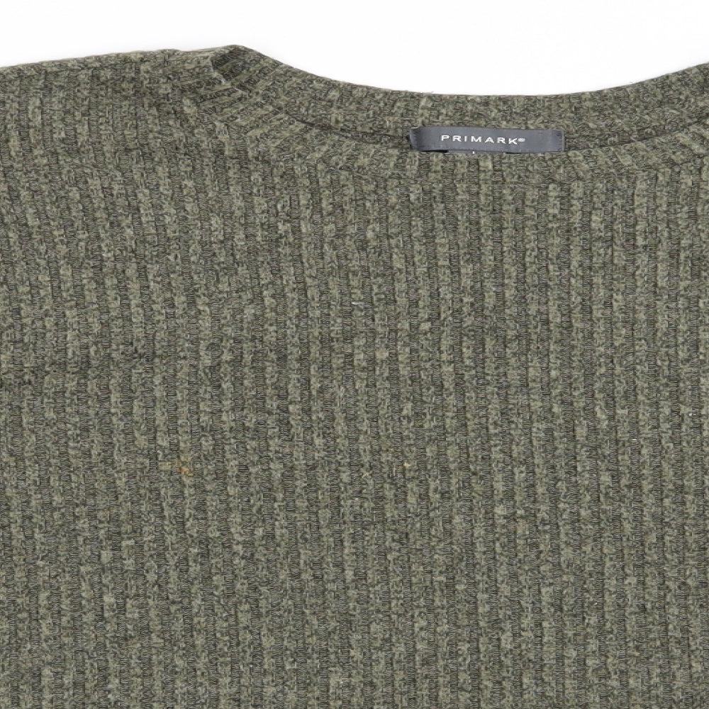 Primark Womens Green Striped  Pullover Jumper Size L  - Soft Feel Vertical Stripe