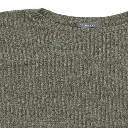 Primark Womens Green Striped  Pullover Jumper Size L  - Soft Feel Vertical Stripe