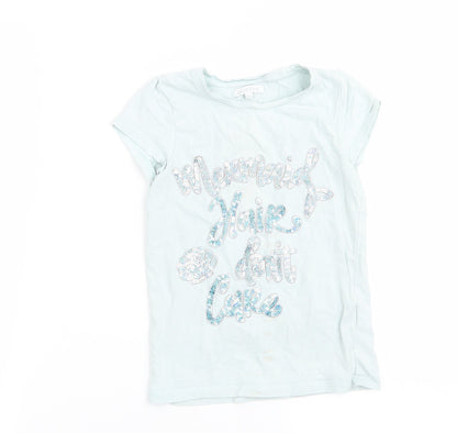 Blue Zoo Girls Blue   Basic T-Shirt Size 5-6 Years  - Mermaid Hair Don't Care