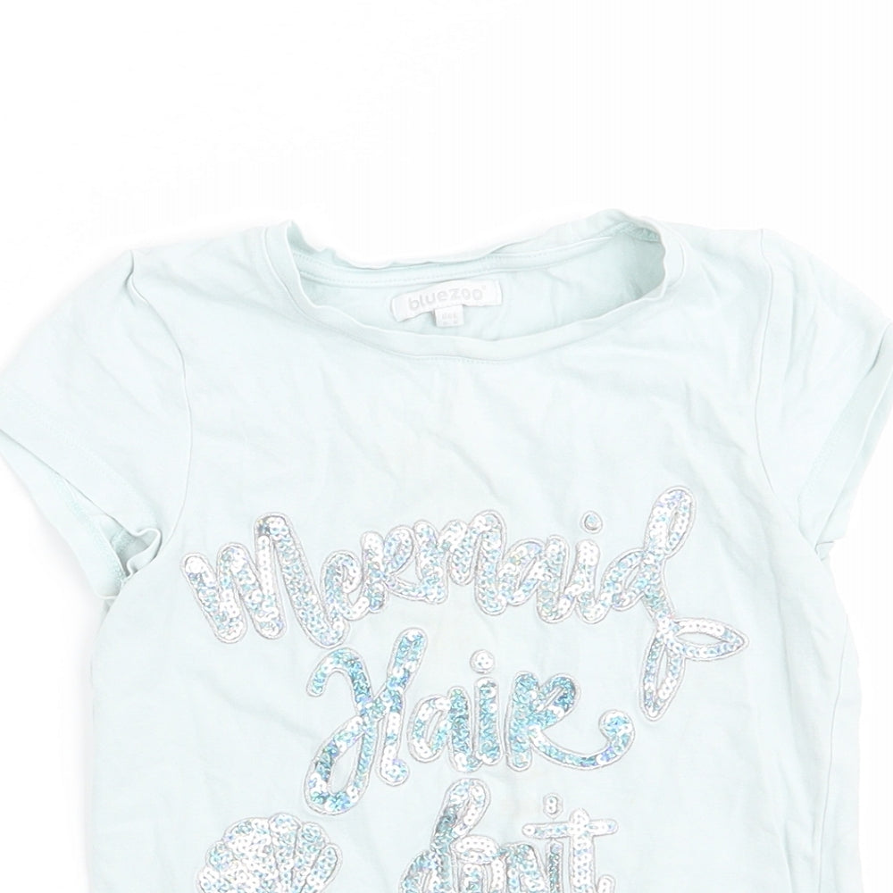 Blue Zoo Girls Blue   Basic T-Shirt Size 5-6 Years  - Mermaid Hair Don't Care