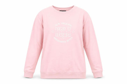 Front view of ESMARA women’s pink pullover sweatshirt, size M, - new orleans