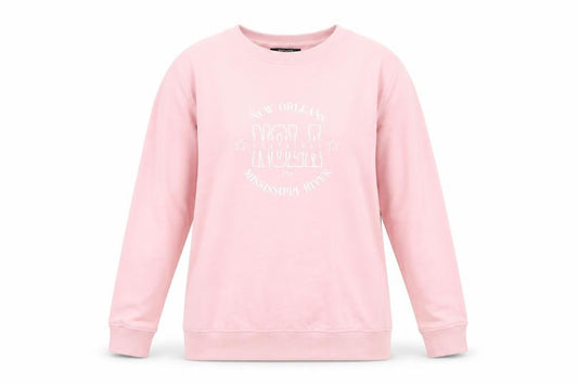 Front view of ESMARA women’s pink pullover sweatshirt, size M, - new orleans