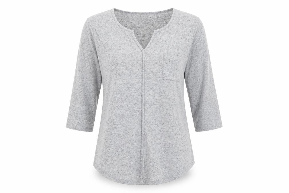 Front view of Papaya women’s grey tunic jumper, size UK 12, - front seam detail