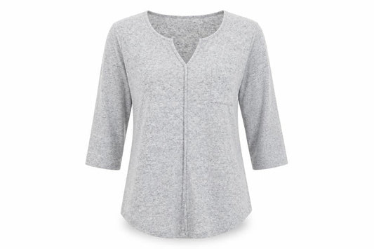 Front view of Papaya women’s grey tunic jumper, size UK 12, - front seam detail