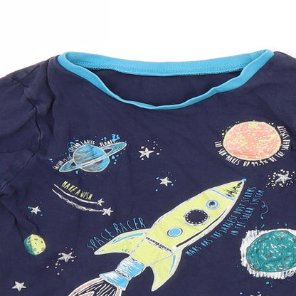 Close-up detail of Preworn boys’ blue basic t-shirt