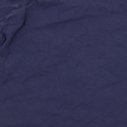 Brand and care label for Preworn boys’ blue basic t-shirt
