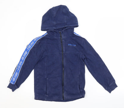 George Boys Blue Herringbone  Full Zip Hoodie Size 10-11 Years