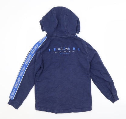 George Boys Blue Herringbone  Full Zip Hoodie Size 10-11 Years