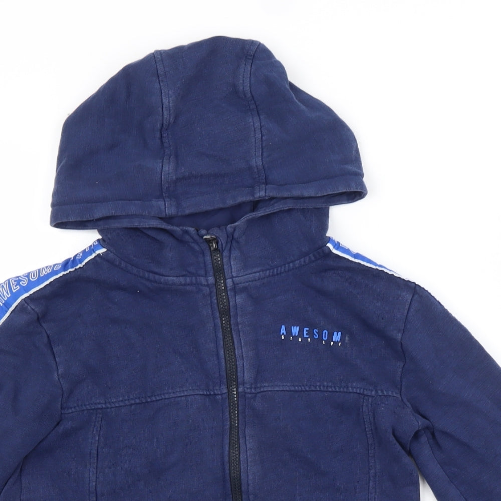 George Boys Blue Herringbone  Full Zip Hoodie Size 10-11 Years