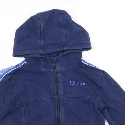 George Boys Blue Herringbone  Full Zip Hoodie Size 10-11 Years