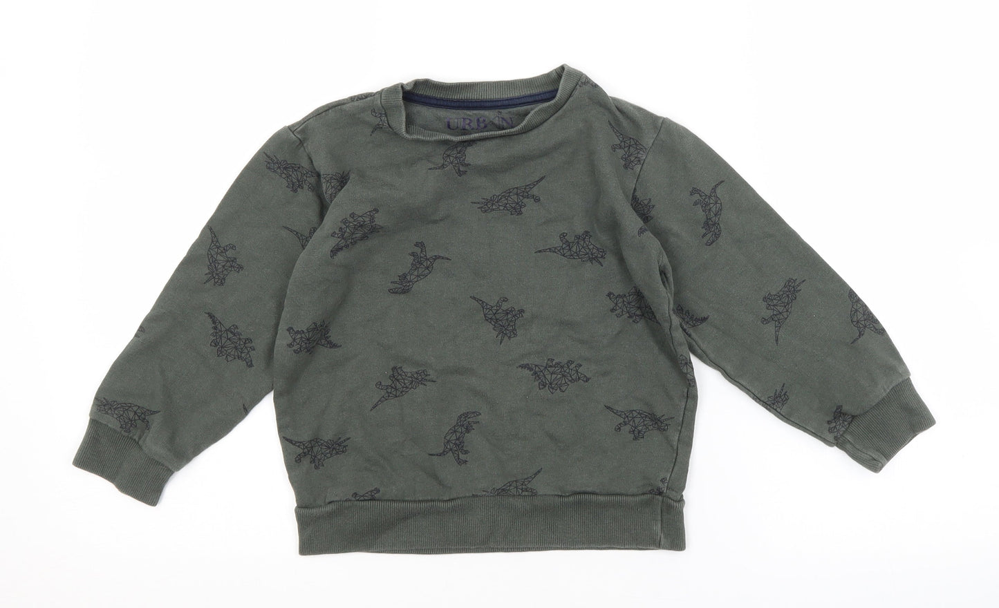 URBAN RASCALS Boys Green Animal Print  Pullover Sweatshirt Size 5-6 Years