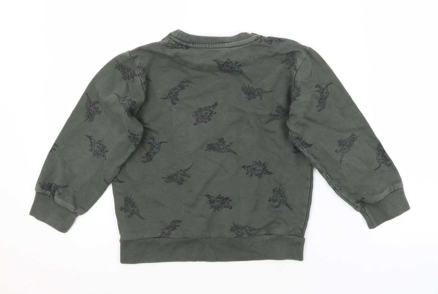 URBAN RASCALS Boys Green Animal Print  Pullover Sweatshirt Size 5-6 Years