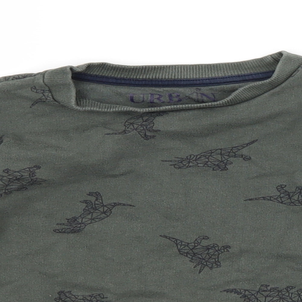 URBAN RASCALS Boys Green Animal Print  Pullover Sweatshirt Size 5-6 Years