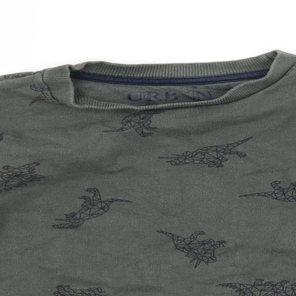 URBAN RASCALS Boys Green Animal Print  Pullover Sweatshirt Size 5-6 Years