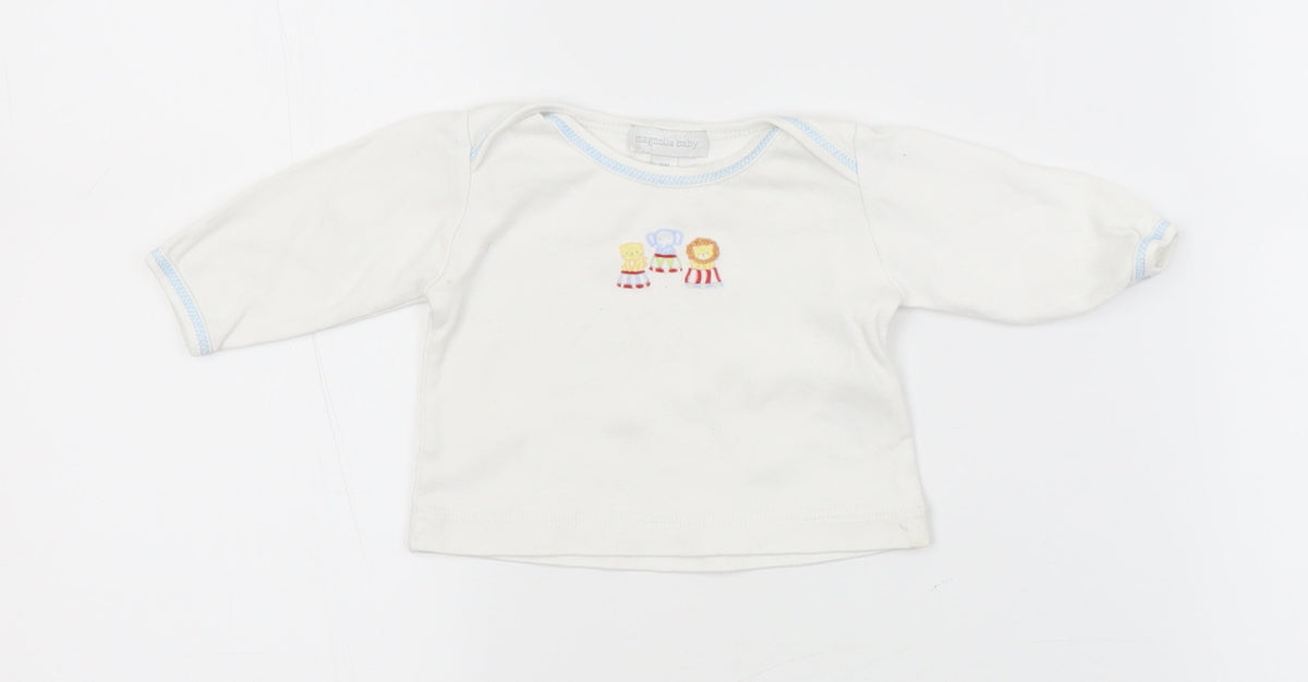 Additional front view of Magnolia Baby White Basic T-Shirt, size 0-3, Months