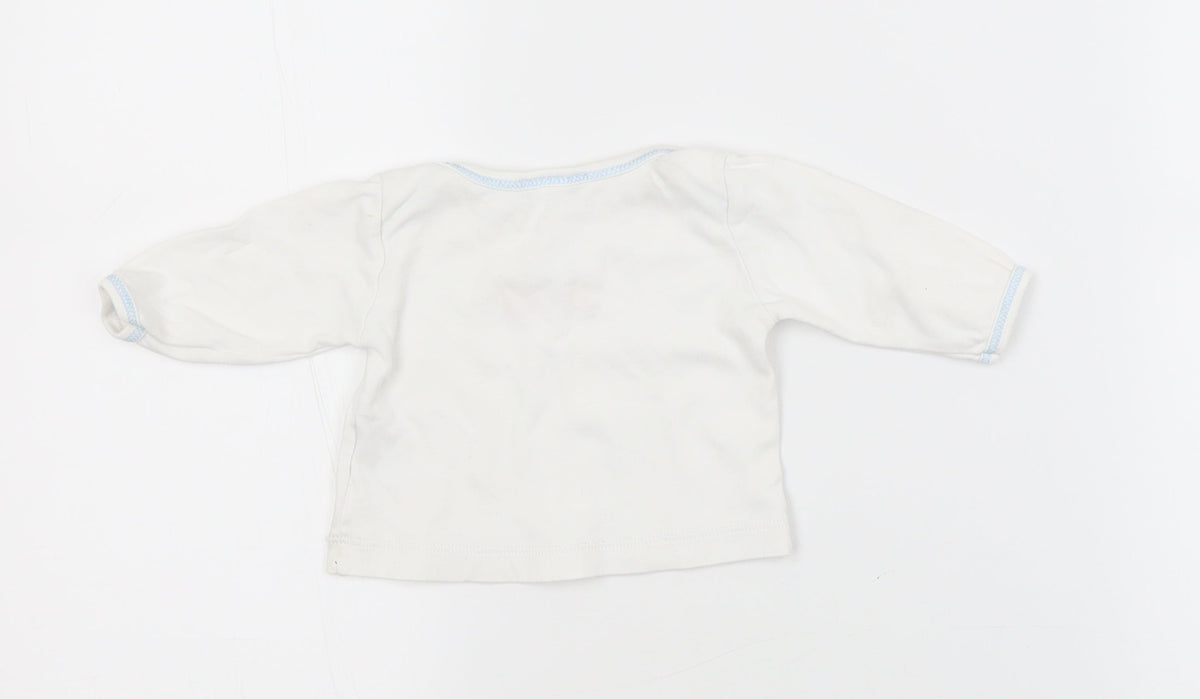 Back view of Magnolia Baby White Basic T-Shirt, size 0-3, Months
