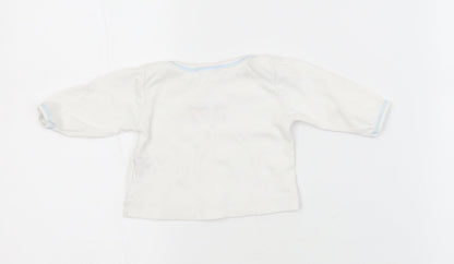 Back view of Magnolia Baby White Basic T-Shirt, size 0-3, Months