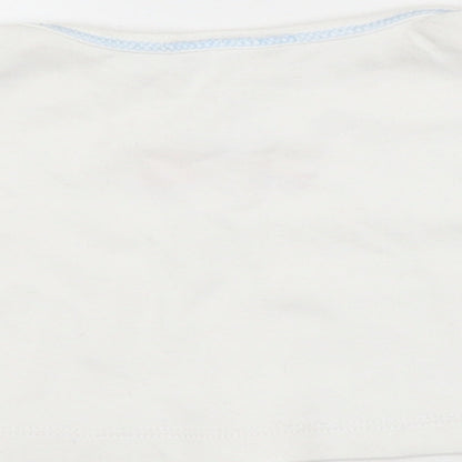 Brand and care label for Magnolia Baby White Basic T-Shirt, size 0-3, Months