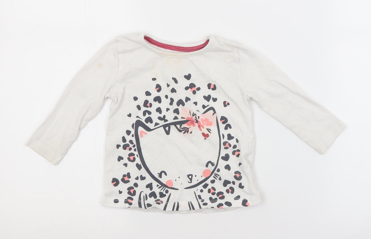 Additional front view of LULLABY girls’ white basic t-shirt, size 6-9, months