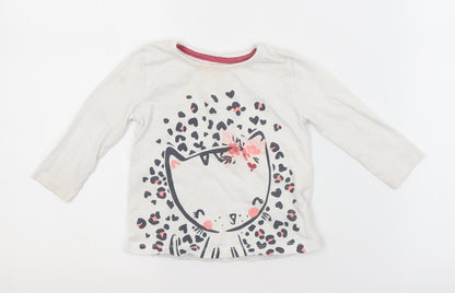 Additional front view of LULLABY girls’ white basic t-shirt, size 6-9, months
