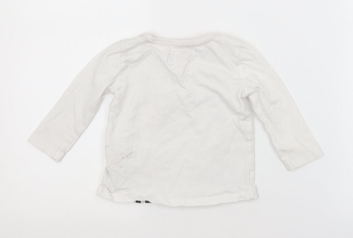 Back view of LULLABY girls’ white basic t-shirt, size 6-9, months