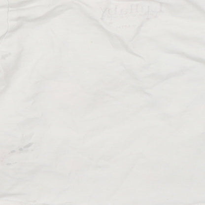Brand and care label for LULLABY girls’ white basic t-shirt, size 6-9, months