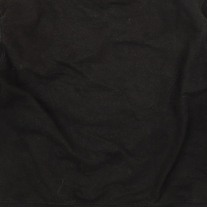 Brand and care label for RMDY men’s black pullover sweatshirt