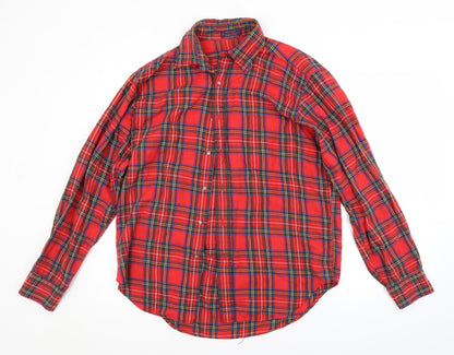 Mens UK Size  Preworn Red  Button-Up Long Sleeve Casual Shirt