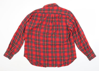 Mens UK Size  Preworn Red  Button-Up Long Sleeve Casual Shirt