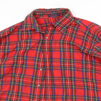 Mens UK Size  Preworn Red  Button-Up Long Sleeve Casual Shirt