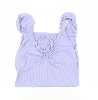 Womens UK Size L Preworn Purple Cropped Blouse