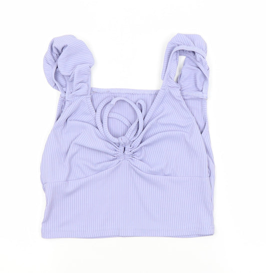 Womens UK Size L Preworn Purple Cropped Blouse