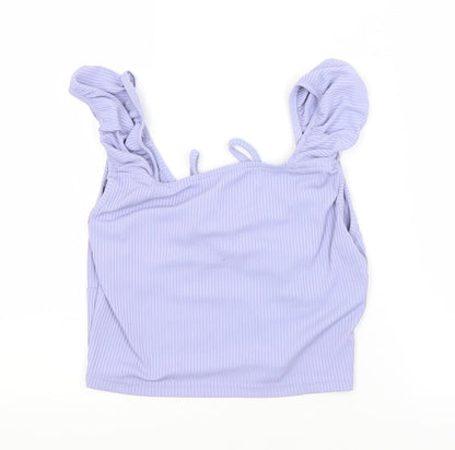 Womens UK Size L Preworn Purple Cropped Blouse