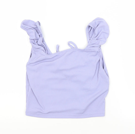 Womens UK Size L Preworn Purple Cropped Blouse