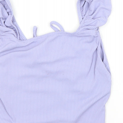 Womens UK Size L Preworn Purple Cropped Blouse