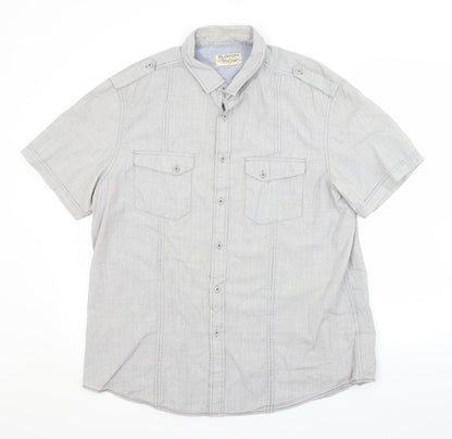Mens UK Size XL Burton Grey  Button-Up Short Sleeve Casual Shirt