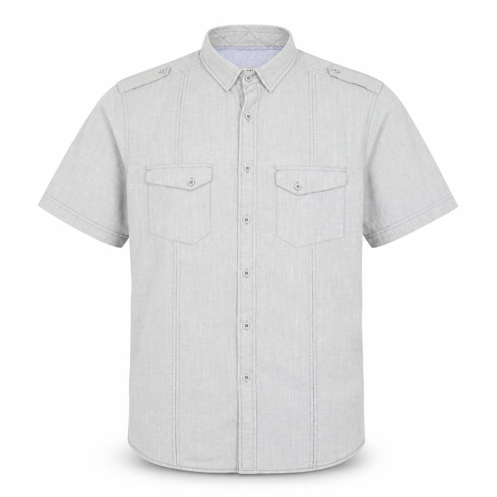 Mens UK Size XL Burton Grey  Button-Up Short Sleeve Casual Shirt