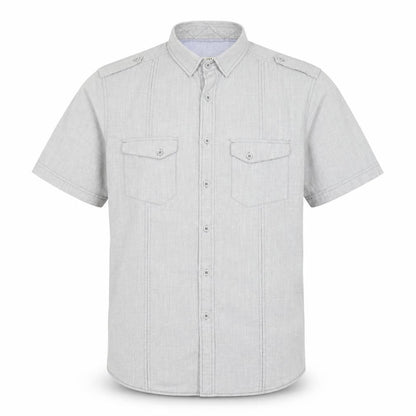 Mens UK Size XL Burton Grey  Button-Up Short Sleeve Casual Shirt