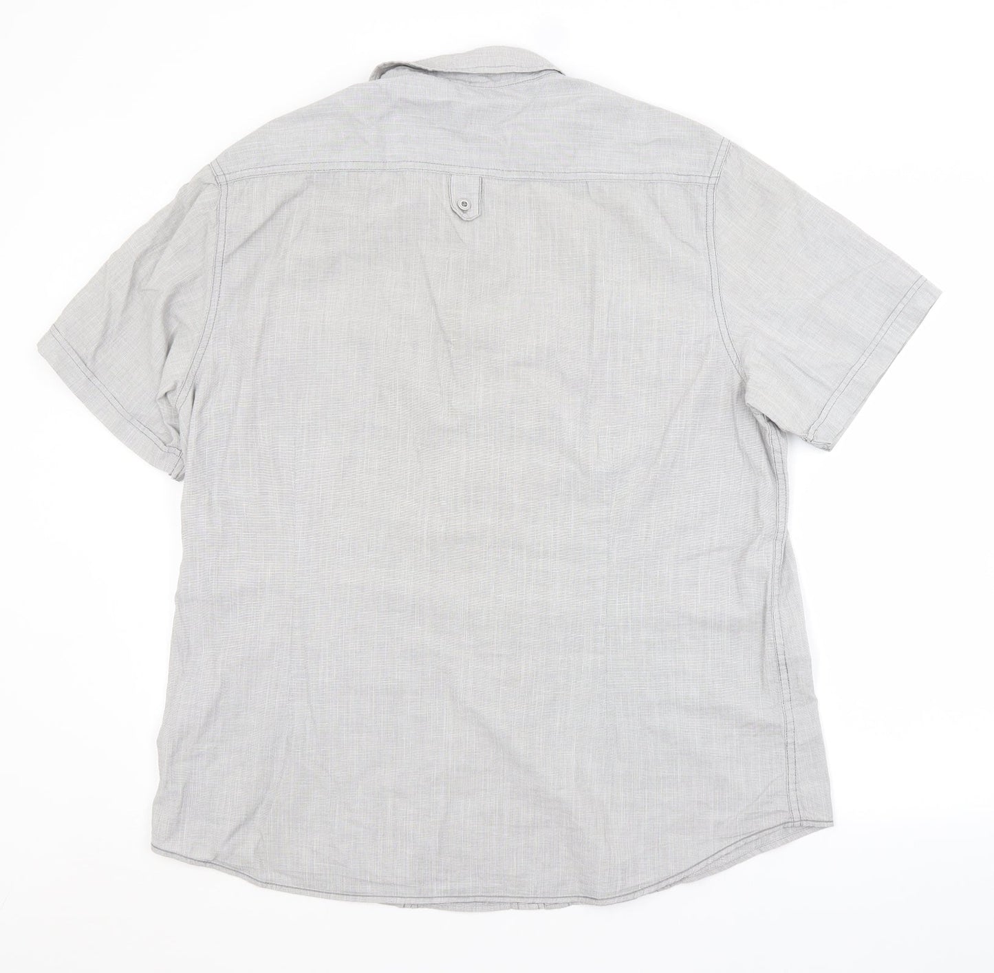 Mens UK Size XL Burton Grey  Button-Up Short Sleeve Casual Shirt